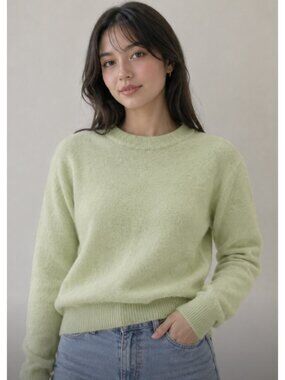 & OTHER STORIES Wool Alpaca Relaxed Knit Sweater Pastel Green XS Coquette